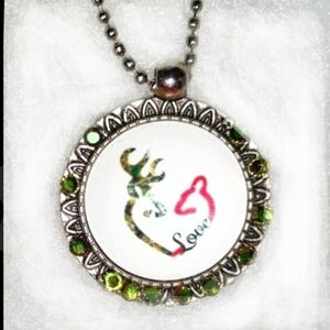 Browning Buck/Doe Pink & Green Pendant